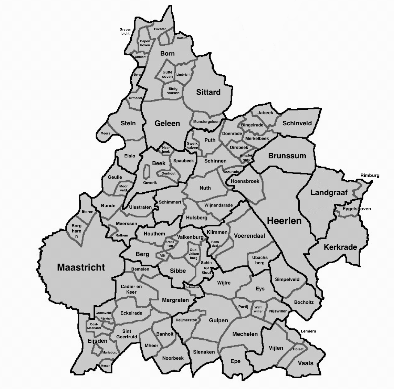 Kaart werkgebied Groeniek in Zuid-Limburg